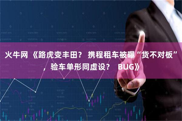 火牛网 《路虎变丰田？ 携程租车被曝“货不对板”，验车单形同虚设？  BUG》